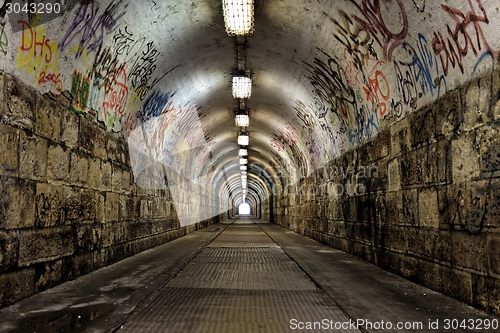 Image of Dark undergorund passage with light