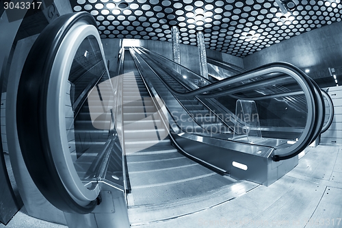 Image of Moving escalator in the business center