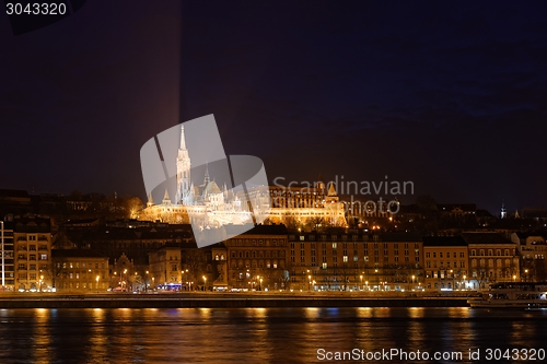 Image of Night view of the Mathias Church 