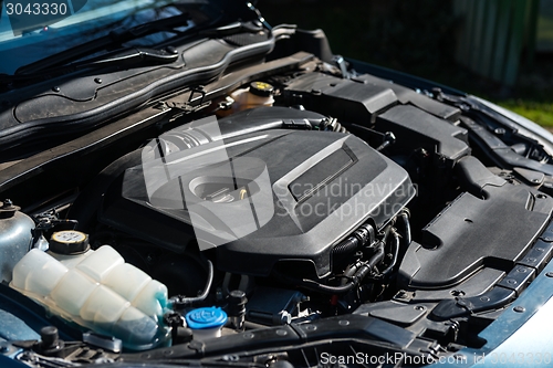 Image of Detail photo of a car engine