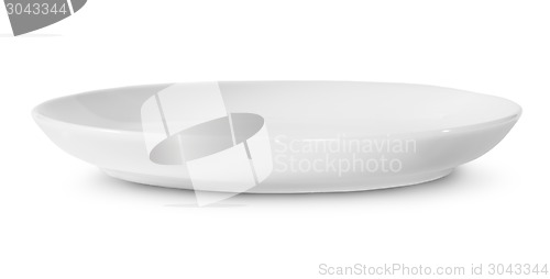 Image of One Isolated White Porcelain Plate Rotated