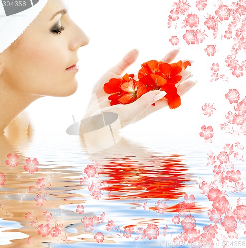 Image of red petals in water #3