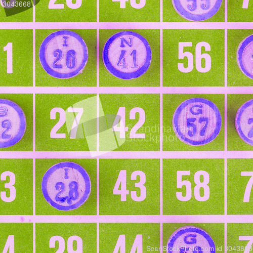 Image of Green bingo card isolated