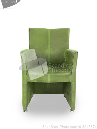 Image of Green leather dining room chair 