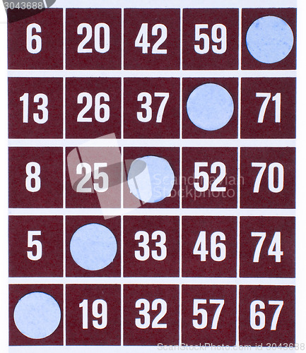 Image of Red bingo card isolated