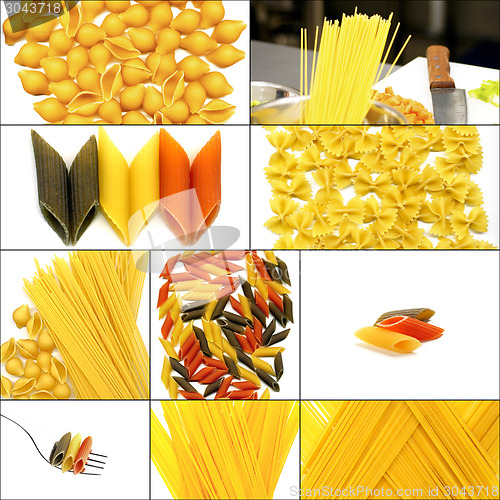 Image of various type of Italian pasta collage