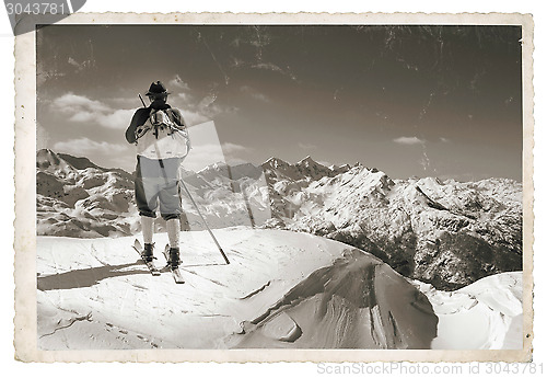 Image of Old photo with old skier