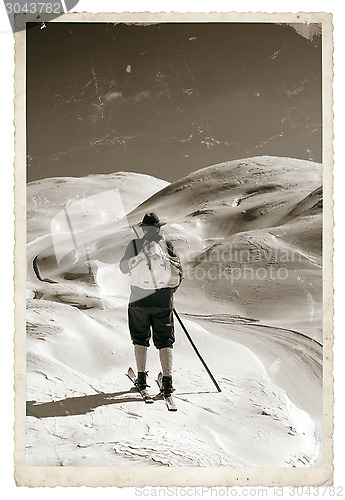 Image of Vintage photo with old skier