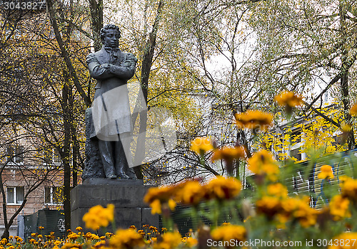 Image of Old monument to russian classical poet Alexander Pushkin