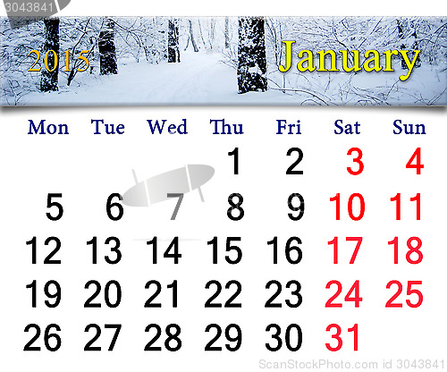 Image of calendar for the January of 2015 year