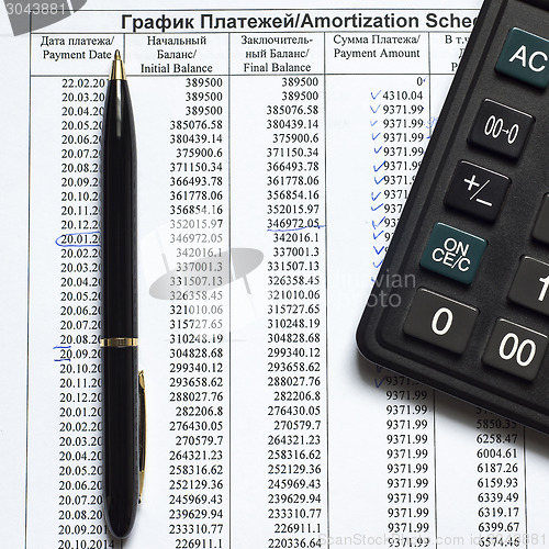 Image of Amortization schedule of payments on the credit 