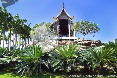 Image of Gazebo and Palm Trees.