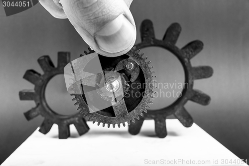 Image of Old gears on table