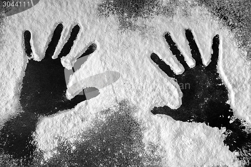 Image of Hand prints in flour