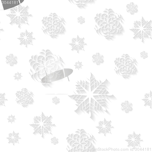 Image of White snowflakes vector seamless background