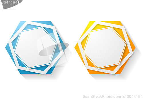 Image of Abstract hexagon shape vector sticker