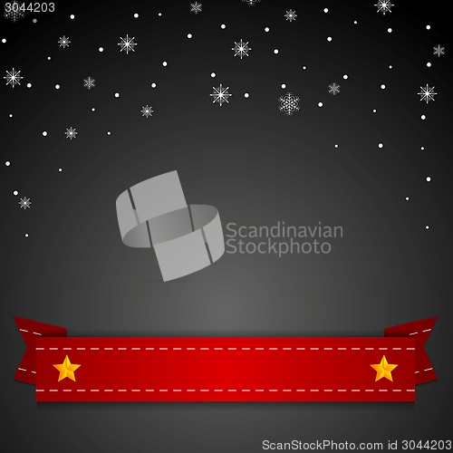 Image of Dark Christmas background with red ribbon