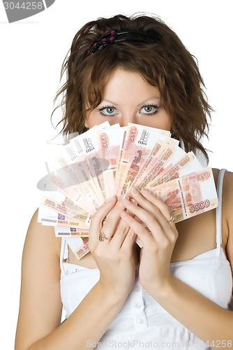 Image of Young Lady with money