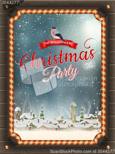 Image of Christmas Poster with village. EPS 10