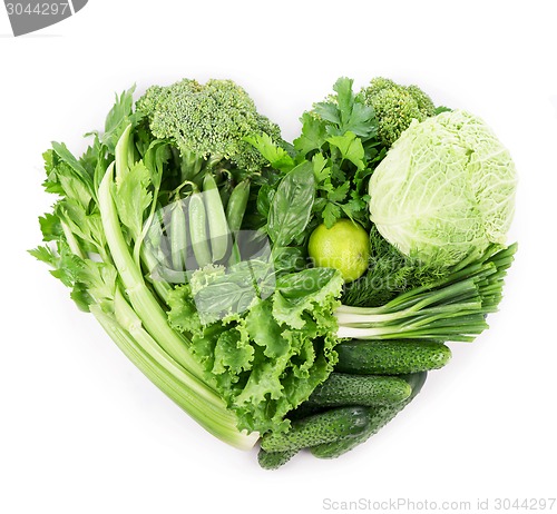 Image of fresh green vegetables isolated on white 
