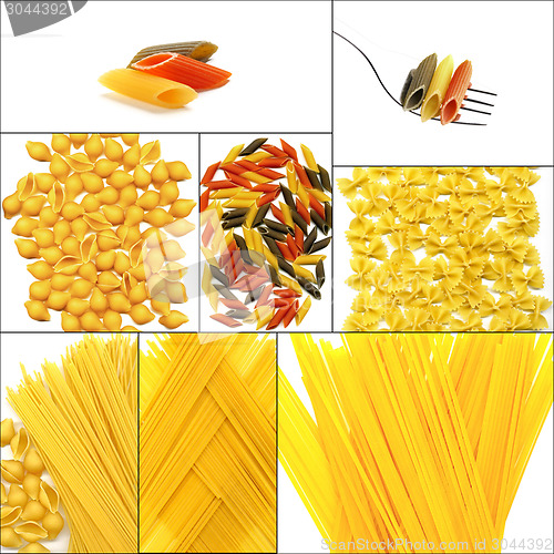 Image of various type of Italian pasta collage