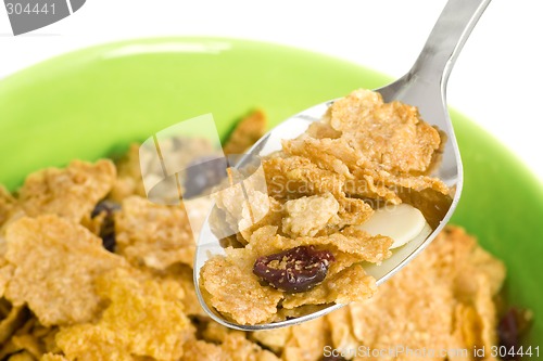 Image of Bowl of cereal with spoon

