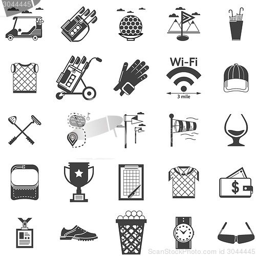 Image of Vector collection of black icons for golf