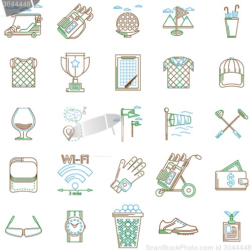 Image of Vector collection of contour icons for golf