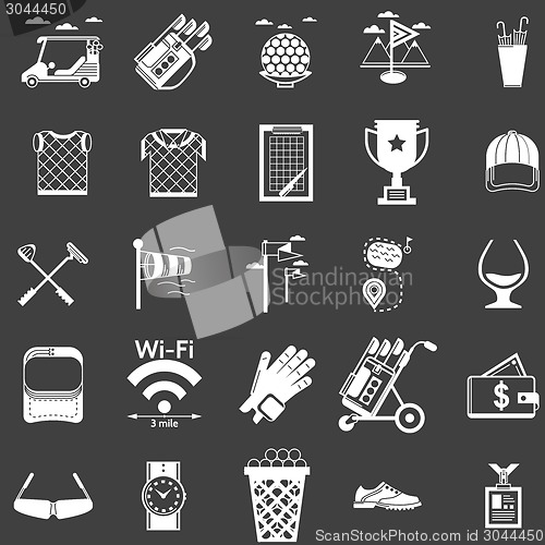 Image of Vector collection of white icons for golf