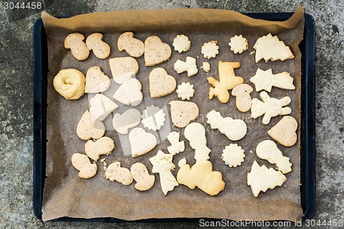 Image of childrens christmas cookies on a tray