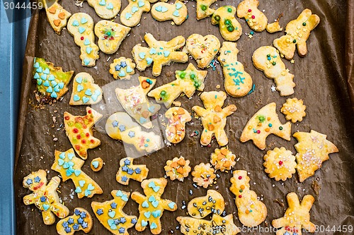 Image of childrens christmas cookies on a tray