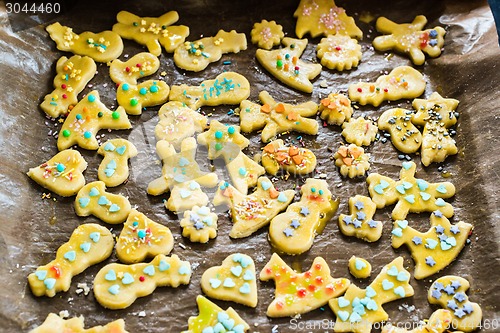 Image of childrens christmas cookies on a tray