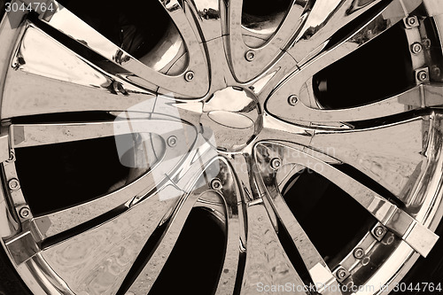 Image of Detail photo of a car rim
