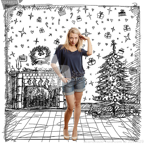 Image of Woman Looking For Christmas Gifts