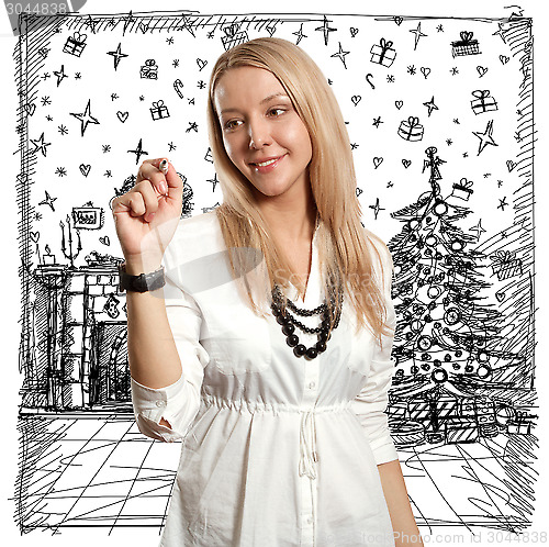 Image of Woman Looking For Christmas Gifts