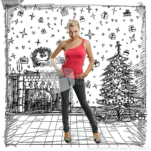 Image of Woman Looking For Christmas Gifts