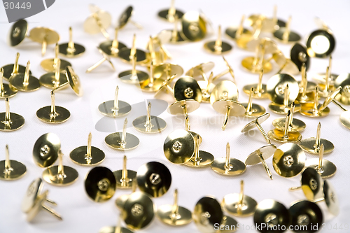 Image of Isolated brass tacks