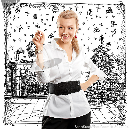 Image of Woman Looking For Christmas Gifts