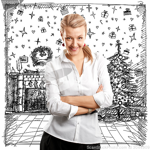 Image of Woman Looking For Christmas Gifts