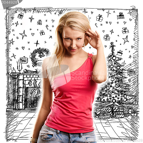 Image of Woman Looking For Christmas Gifts