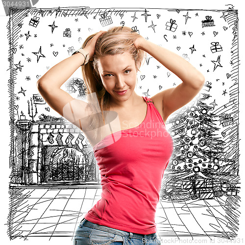 Image of Woman Looking For Christmas Gifts