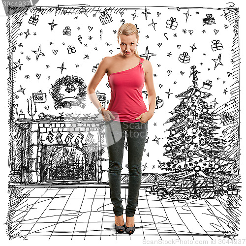 Image of Woman Looking For Christmas Gifts