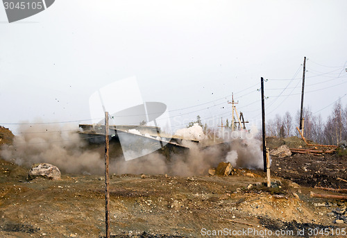 Image of bomb explosion at the facility of  power line