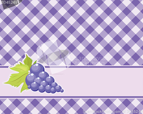 Image of Checkered purple background with grapes. Vector. tablecloths