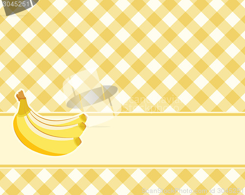 Image of Checkered yellow background with bananas. Vector. tablecloths