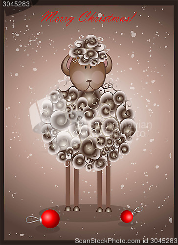 Image of Greeting card with sheep. Traditional Chinese symbol of the New 