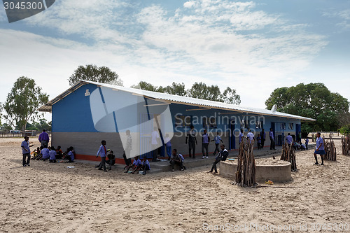 Image of Happy Namibian school children waiting for a lesson.