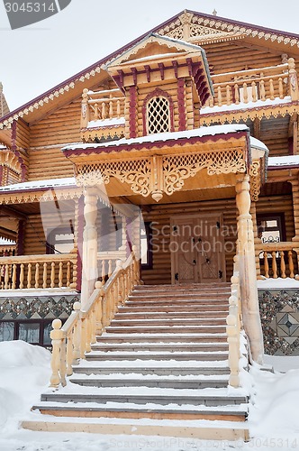 Image of Wooden Snowy owl tavern of abalak tourist complex