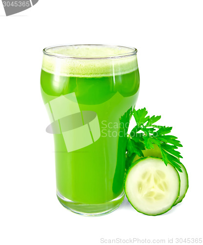 Image of Juice cucumber in glass with cucumber and parsley