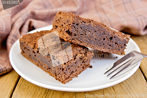 Image of Pie chocolate in plate on board